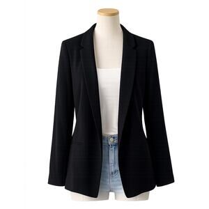 Topshop Black Relaxed Fit Open Front Blazer Jacket - Size 4 - Career Chic